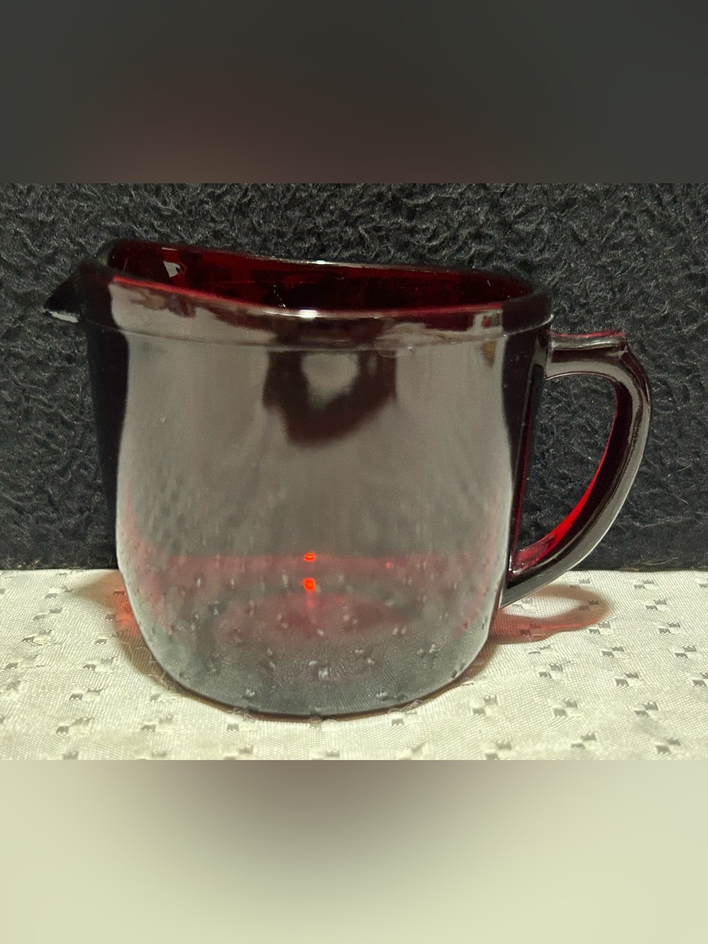 Anchor Hocking Ruby Red Creamer Pitcher 3 Inches Tall Excellent Condition